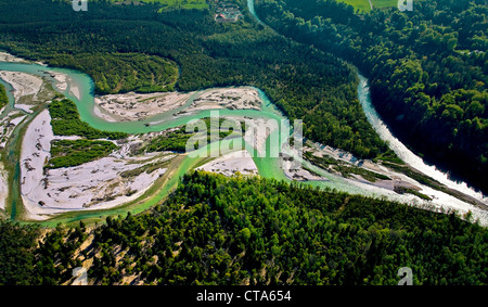 Vogelperspektive Blick auf die Natur zu reservieren, Pupplinger Au, Wolfratshausen, Oberbayern, Deutschland, Europa Stockfoto