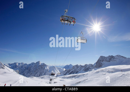 Sonnenkar Skilift auf dem Zugspitzplateau, Zugspitze, Upper Bavaria, Bayern, Deutschland Stockfoto