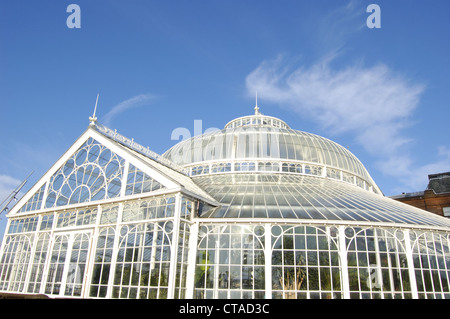 Glasdach über die Völker Palastmuseum und Wintergärten in Glasgow Green, Schottland Stockfoto