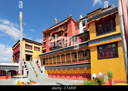 Innenhof, Kloster Thikse, Thikse, Leh, Tal des Indus, Ladakh, Jammu und Kaschmir, Indien Stockfoto