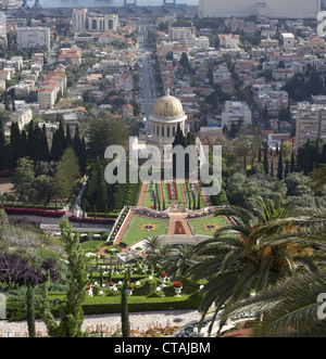 Die Bahá'Í Gärten und der Schrein des Bab in Haifa, Israel Stockfoto