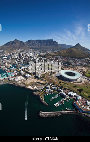 Luftbild auf und Greenpoint Stadium, Kapstadt, Western Cape, Südafrika Stockfoto