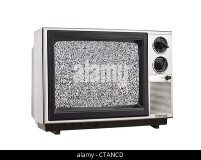 Vintage TV mit statischen Schirm isoliert. Stockfoto