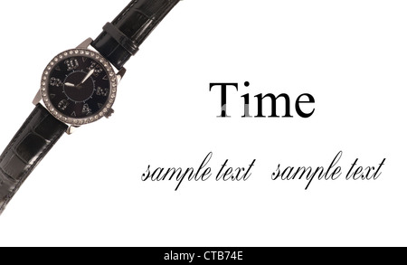 Schöne Armbanduhr auf weißem Hintergrund. Stockfoto