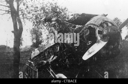 Abgestürztes russische Flugzeug während WWII Weltkrieg zwei Stockfoto