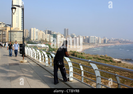 Beirut Corniche, Strand und Uferpromenade, Libanon Stockfoto