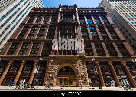 The Rookery, aufbauend auf LaSalle Street im Stadtteil Loop, Chicago, Illinois, USA Stockfoto