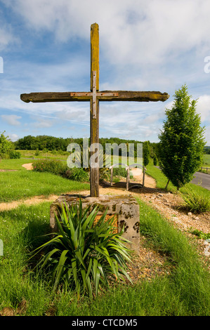 Am Straßenrand Kreuz, Boussay, Indre-et-Loire, Frankreich. Stockfoto
