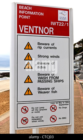 4156. Strand Zeichen, Ventnor, Isle Of Wight, Großbritannien Stockfoto