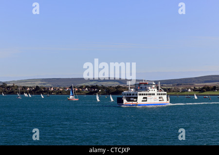 4171. Wight-Link Fähre in der Nähe von Yarmouth, Isle Of Wight, Großbritannien Stockfoto