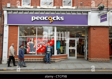 Ein Pfauen-Geschäft in Melton Mowbray, England, Vereinigtes Königreich Stockfoto