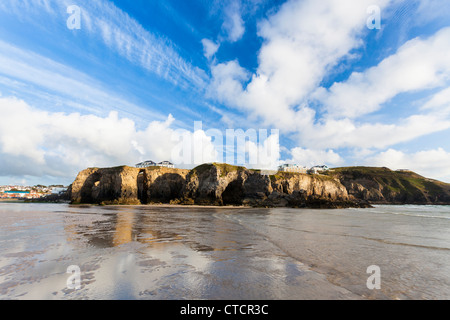 Muster am Droskyn auf Perranporth Strand Cornwall England UK Stockfoto