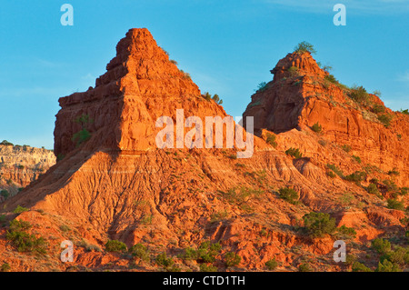 Haynes Ridge erodierten Buttes und Klippen bei Sonnenaufgang in Caprock Canyons State Park, Texas, USA Stockfoto