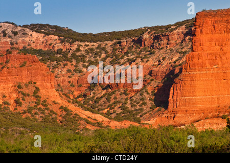 Haynes Ridge erodierten Buttes und Klippen bei Sonnenaufgang in Caprock Canyons State Park, Texas, USA Stockfoto