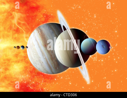 Sonnensystem-Kunstwerk Stockfoto