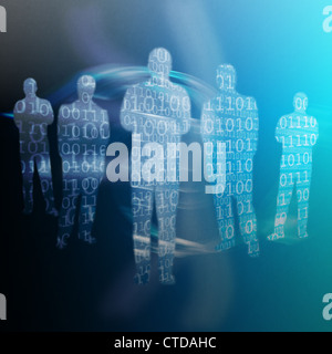 Binär-Code geschrieben am Formen des menschlichen Körpers Stockfoto
