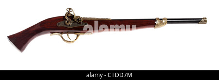 Antike Vintage Gewehr Pistole Hand geschnitzten Schießpulver Horn