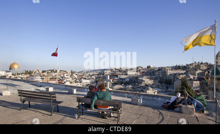 Blick von der Dachterrasse aus das Österreichische Hospiz in der alten Stadt von Jerusalem, Israel Stockfoto