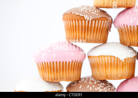 Hautnah auf einer Pyramide von muffins Stockfoto