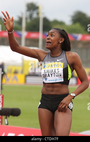 Perri Shakes-Drayton nach dem Gewinn der Frauen 400 m bei AVIVA London Grand Prix 2012 im Crystal Palace, London, England. Stockfoto