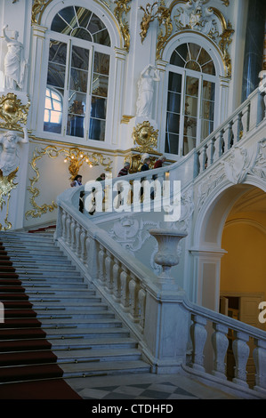 Rastrelli die reich verzierten Jordan Treppe des Winterpalais in St. Petersburg. Stockfoto