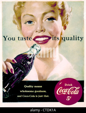 Coca Cola Werbung ab 1951 im Life-Magazin. Stockfoto