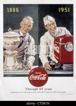 Coca Cola Werbung ab 1951 im Life-Magazin. Stockfoto