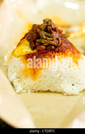 in der Nähe erschossen von Nasi Lemak, ein gemeinsames Essen der Malaysia Foto in Kuala Lumpur. Stockfoto