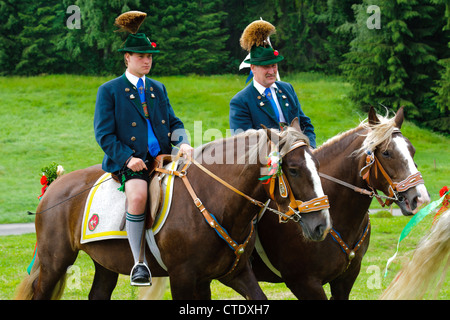 traditionelle und jährliche katholischen Pferdeparade in Dorf Steingaden, Bayern, Deutschland Stockfoto