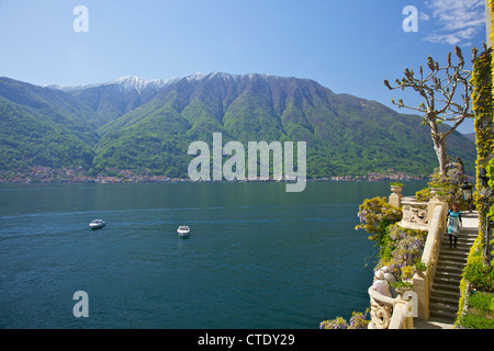 Gärten von Villa del Balbianello auf Punta di Lavedo in Frühlingssonne, Comer See, Nord-Italien, Europa Stockfoto