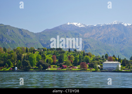 Ansicht der Villa Melzi Gärten Frühlingssonne, Bellagio, Comer See, Italien, Europa Stockfoto