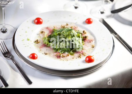 Fisch-Carpaccio, Nahaufnahme Stockfoto