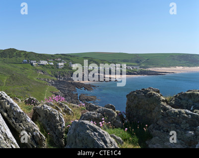 dh Morte Point MORTEHOE DEVON Küstenansicht Küste Felsen North Devonshire Dorf Morte Bay britische samaritaner Weg england Küste Linie Stockfoto