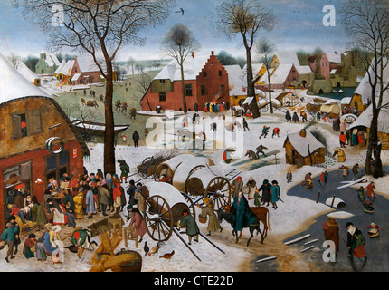 Die Volkszählung in Bethlehem, 1566 Pieter Bruegel der Ältere, Musées Royaux des Beaux-Arts, Brüssel, Belgien, Europa Stockfoto