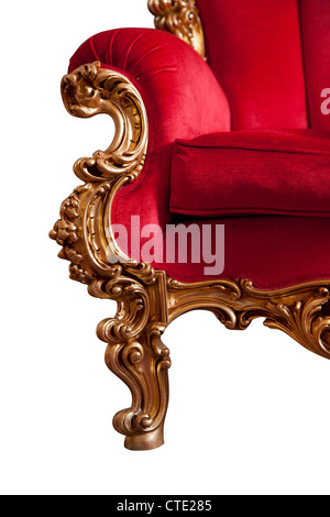 Rot Barock Sofa, isoliert auf weiss Stockfoto