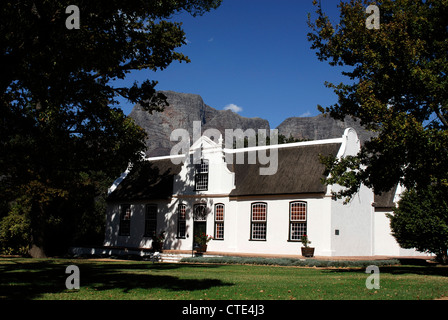 Kap-holländischen Bauernhof Herrenhaus bei Boschendal Wine Estate, Franschhoek, Westkap, Südafrika Stockfoto