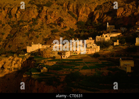 Das Dorf Al Ayn, unter dem Saiq Plateau, westlichen Hajar-Gebirge, Oman Stockfoto