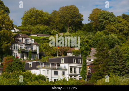 Wohnhäuser auf den Hügeln Blankenese Bezirk Hamburg Deutschland Europa Stockfoto