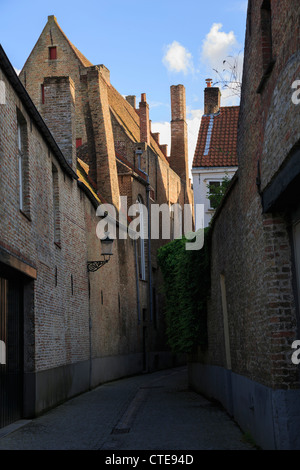Schmale Kandelaarstraat ist typisch für eine Seitenstraße in Brügge. Stockfoto