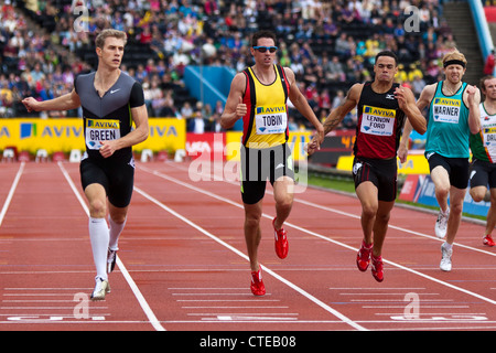 Jack GREEN, Robert TOBIN & Luke LENNON-FORD, Mens 400m National, Aviva London Grand Prix, Crystal Palace, London 2012 Stockfoto