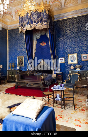 Das Schlafzimmer Königin (Quarto de Cama da Rainha) - Ajuda National Palace, Lissabon, Portugal. 19. Jahrhunderts neoklassischen Königspalast. Stockfoto