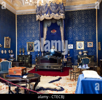 Das Schlafzimmer Königin (Quarto de Cama da Rainha) - Ajuda National Palace, Lissabon, Portugal. 19. Jahrhunderts neoklassischen Königspalast. Stockfoto