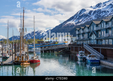 Hafengebiet genannt "kleines Bootshafen" in Seward, Alaska. Beliebtes Gebiet für Bootfahren und Urlaub. Stockfoto