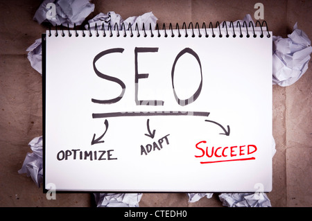 SEO - Suchmaschinenoptimierung - Konzept zur Anpassung und Erfolg Stockfoto