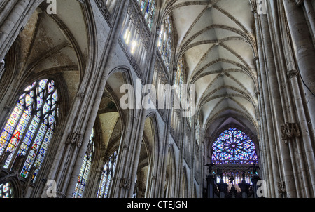 Interieur der Kirche St. Ouen, Rouen, Normandie, Frankreich Stockfoto