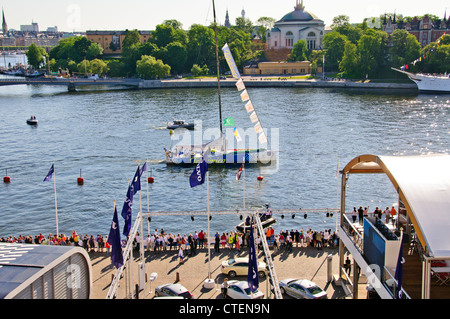 Stadsgardensleden, Hotels, Volvo Penta rund um die Welt-Regatta, Altstadt, Gamla Stan, Stockholm, Schweden, Skandinavien Stockfoto