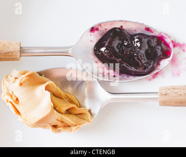 Erdnussbutter und Marmelade Stockfoto