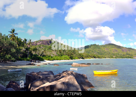 Lagune auf den Seychellen Stockfoto