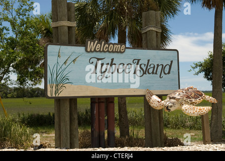 Tybee Island Willkommensschild Georgia USA Stockfoto