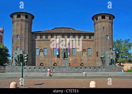 Castello di Torino, auf der Rückseite Palazzo Madama. (Casaforte Degli Acaja) Stockfoto